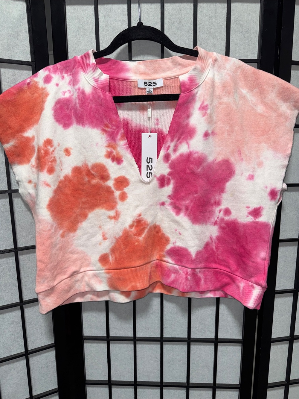 525 America Tie Dye Cropped Sweatshirt Top Pink Orange Size XL NWT - Picture 2 of 6